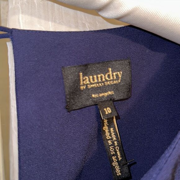 laundry by Shelli Segal 10 Midnight Navy Blue Quart Sleeve Back Zip Shift Dress - Picture 9 of 12